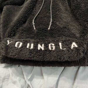 YoungLA fuzzy hoodie.